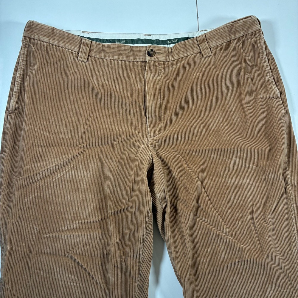 LL Bean Corduroy Pants 46x26 Brown Comfort Waist Straight Leg Trousers Thick 90s